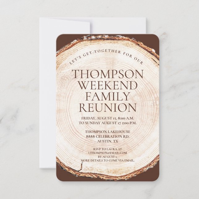 Rustic Family reunion Weekend Lakehouse Invitation (Front)