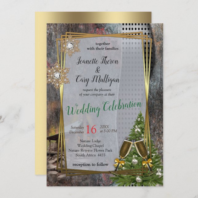 Rustic Family Stone Cabin Invitation (Front/Back)