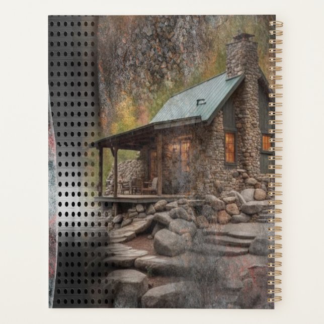 Rustic Family Stone Cabin Planner (Back)