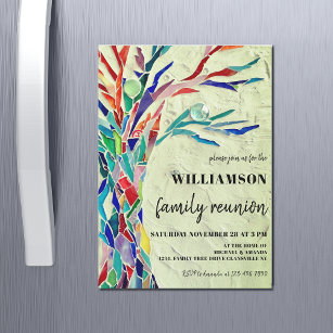 Rustic Family Tree Family Reunion Green  Magnetic Invitation
