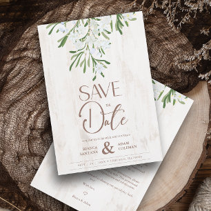 Rustic Fancy Botanical Branches Wood Background Save The Date