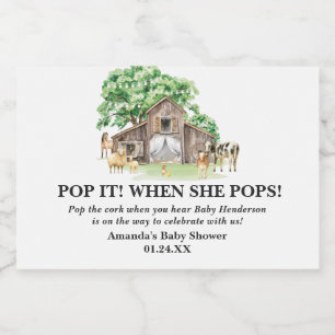 Rustic Farm Animal Baby Shower Sparkling Wine Label