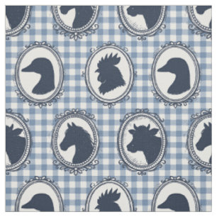Rustic Farm Animal Barnyard Check - Blue Navy Fabric