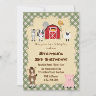 Rustic Farm Animal Birthday Party Invitation