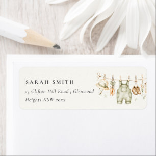 Rustic Farm Baby Clothesline Watercolor Address