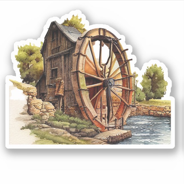 Rustic Farm Barn Wheel Custom-Cut Vinyl Sticker (Front)