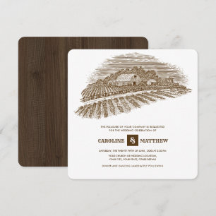 Rustic Farm Barn Wood Wedding Invitation