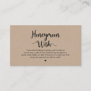 Rustic Farm Brown Kraft, Honeymoon Wish Enclosure Card