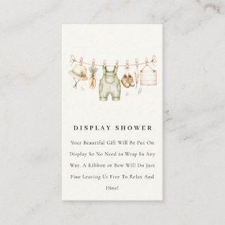 Rustic Farm Clothesline Display Shower Baby Shower Enclosure Card