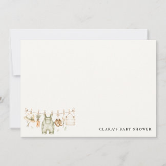 Rustic Farm Clothesline Watercolor Baby Shower Card