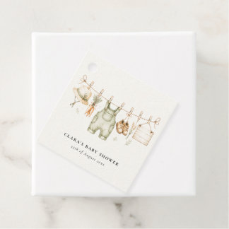 Rustic Farm Clothesline Watercolor Baby Shower Favour Tags
