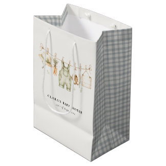 Rustic Farm Clothesline Watercolor Baby Shower Medium Gift Bag