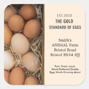 Rustic Farm Fresh Egg Labels, Personalised Chicken Square Sticker