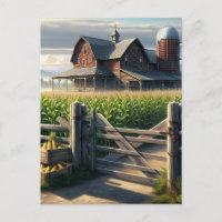 Rustic Farm House with a Cornfield Ai Art
