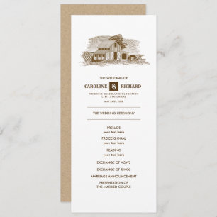 Rustic Farm, Kraft Paper Wedding Program Programme