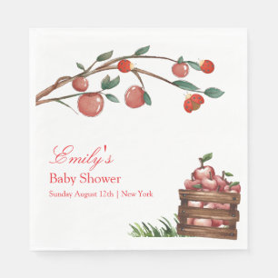 Rustic Farm Ladybug Apple Girl Baby Shower Napkin