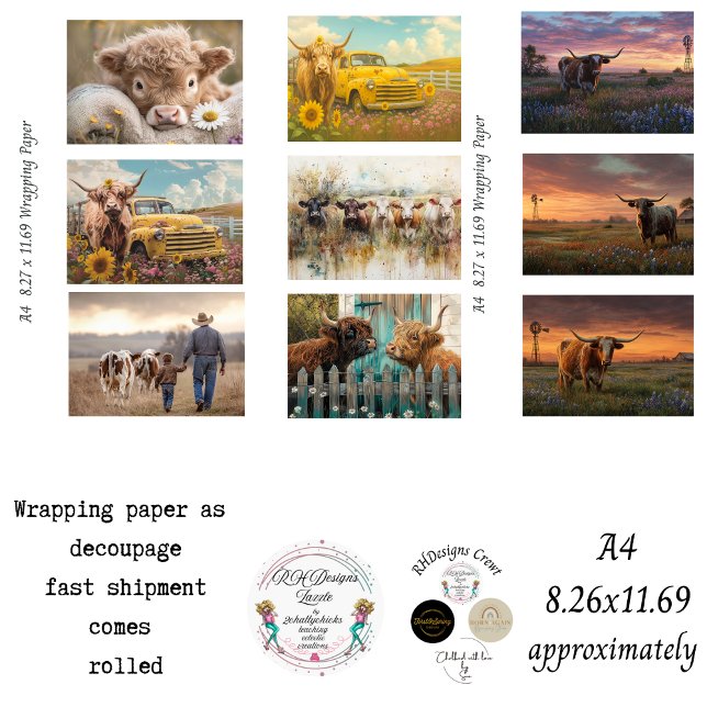 Rustic Farm Life A4 Wrapping Paper for Decoupage  (Creator Uploaded)