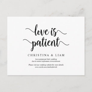 Rustic Farm, Love is Patient, Wedding postponed Postcard