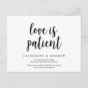 Rustic Farm, love is patient, wedding postponed Postcard