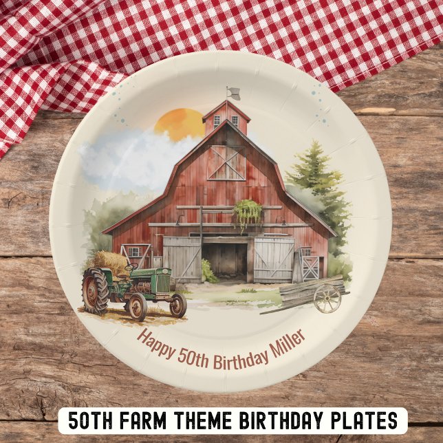 Rustic Farm Ranch 50th Birthday Paper Plate (Creator Uploaded)