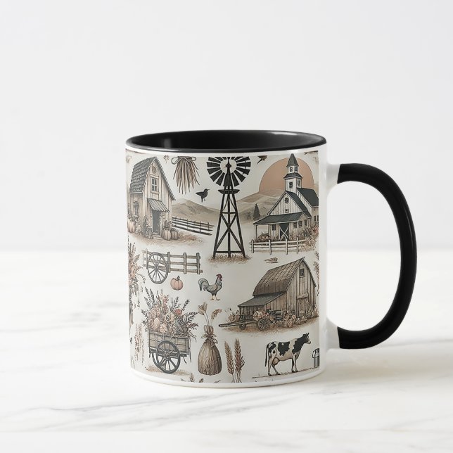 Rustic Farm Scene Mug (Right)