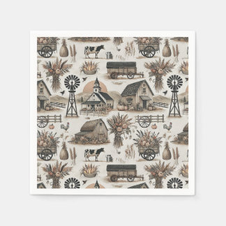 Rustic Farm Scene Napkin