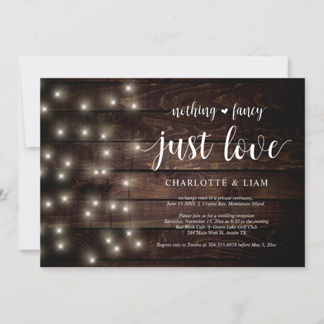 Rustic Farm String Light, Wedding Elopement Party Invitation (Front)