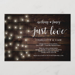 Rustic Farm String Light, Wedding Elopement Party Invitation