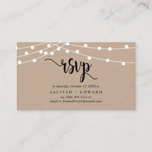 Rustic Farm String lights, Black, RSVP respond Enclosure Card