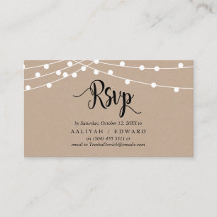 Rustic Farm String lights, Black, RSVP respond Enclosure Card
