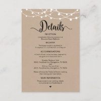 Rustic Farm String Lights design, Wedding Details