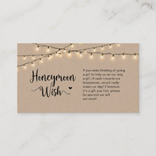 Rustic Farm String Lights, Kraft, Honeymoon Wish Enclosure Card
