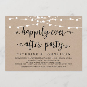 Rustic Farm String Lights, Kraft Wedding Elopement Invitation