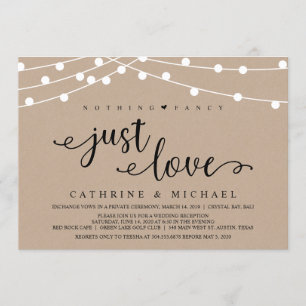 Rustic Farm String Lights, Kraft Wedding Elopement Invitation