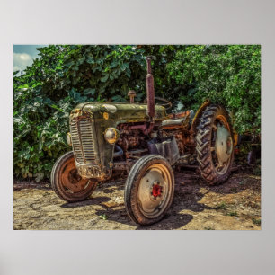 Rustic farm tractor poster