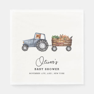Rustic Farm Tractor Teddy Bear Baby Shower  Napkin