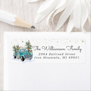Rustic Farm Truck Christmas Return Address Label