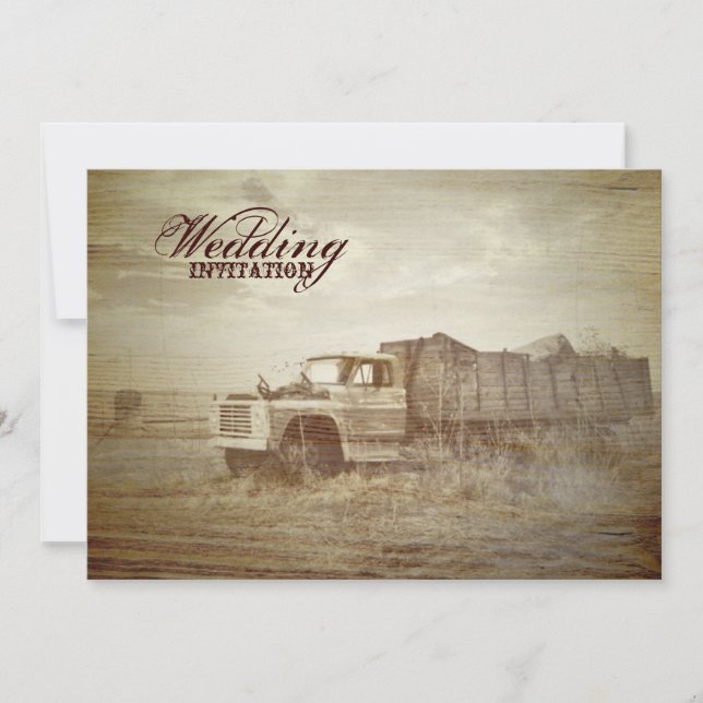 Rustic Farm Truck Western Country Wedding Invitation (Front)