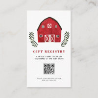 Rustic Farm Watercolor Red Barn QR Code Registry
