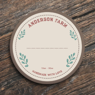 Rustic Farm with Leaves Label Sticker 