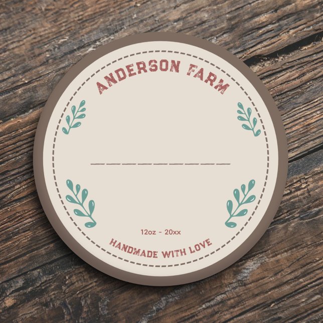 Rustic Farm with Leaves Label Sticker  (Rustic Farm with Leaves Label Sticker )