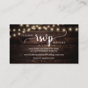 Rustic Farm Wood, String Lights, Online RSVP Enclo Enclosure Card