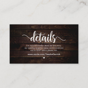 Rustic Farm Wood, Wedding Details Enclosure Card