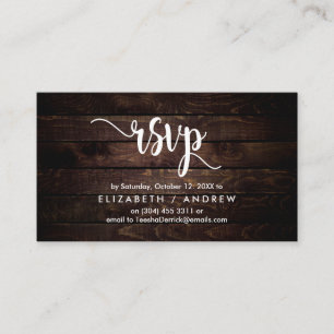 Rustic Farm Wood, White font, RSVP respond Enclosure Card