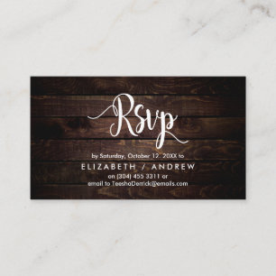 Rustic Farm Wood, White font, RSVP respond Enclosure Card