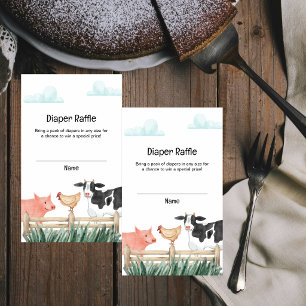 Rustic Farmer Animals Diaper Raffle Baby Shower Enclosure Card