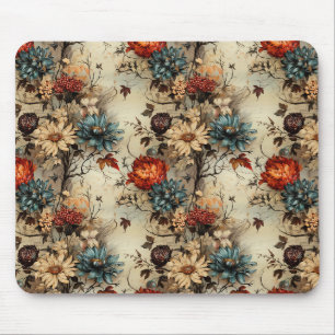 Rustic Farmhouse Autumn Pumpkin Floral Mouse Pad
