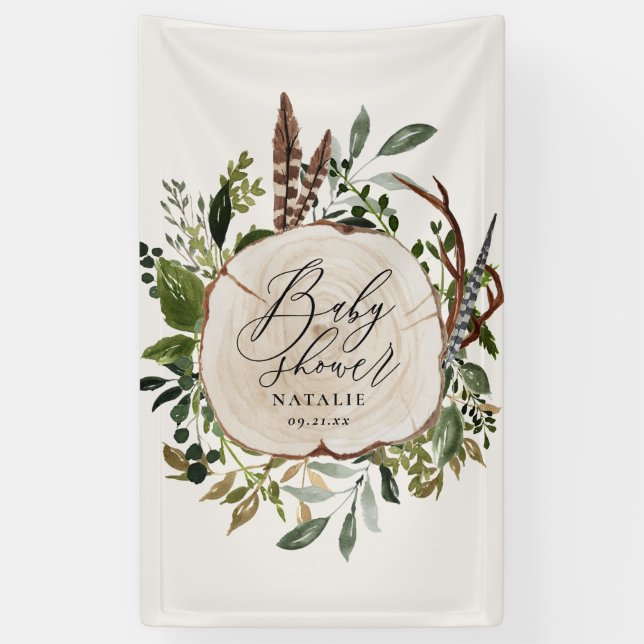 Rustic farmhouse barn botanical baby shower banner (Vertical)