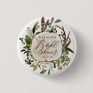 Rustic farmhouse barn botanical bridal shower 3 cm round badge
