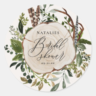 Rustic farmhouse barn botanical bridal shower classic round sticker